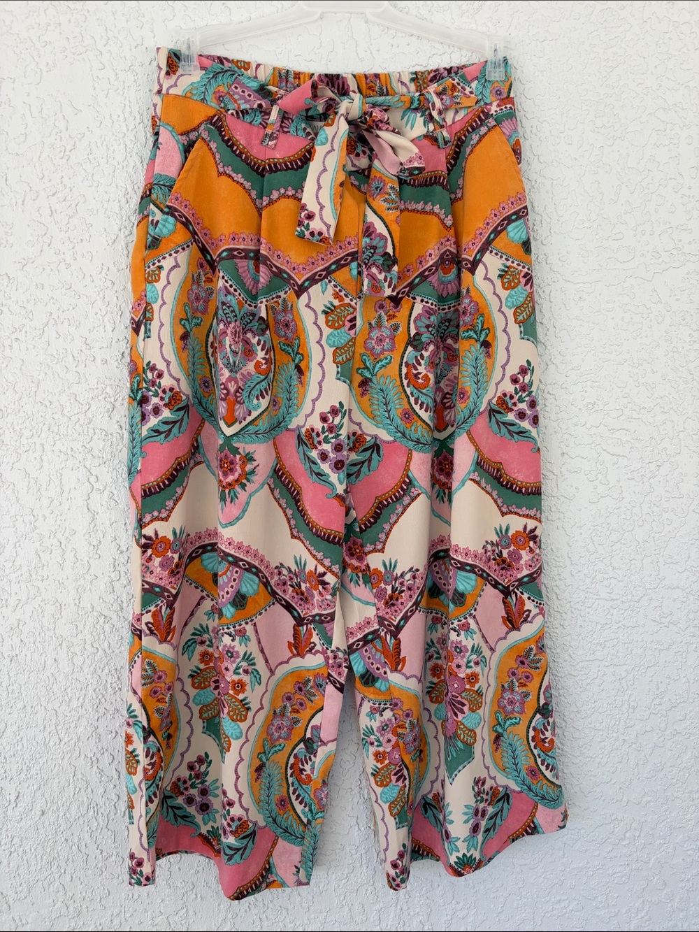 Eliane Rose boho Wide-Leg Pants — Pink, Orange, Teal size L